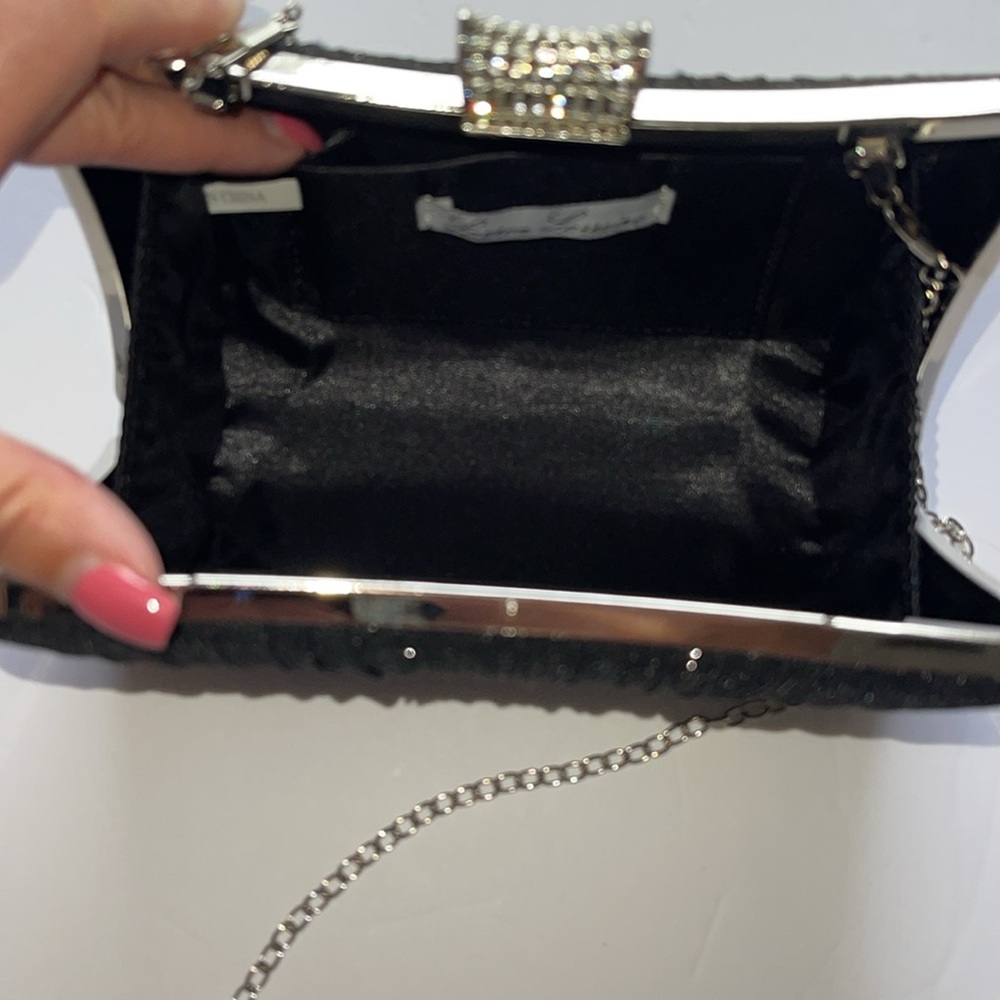 Brand new w tag black metallic ruched shoulder bag - Picture 4 of 5